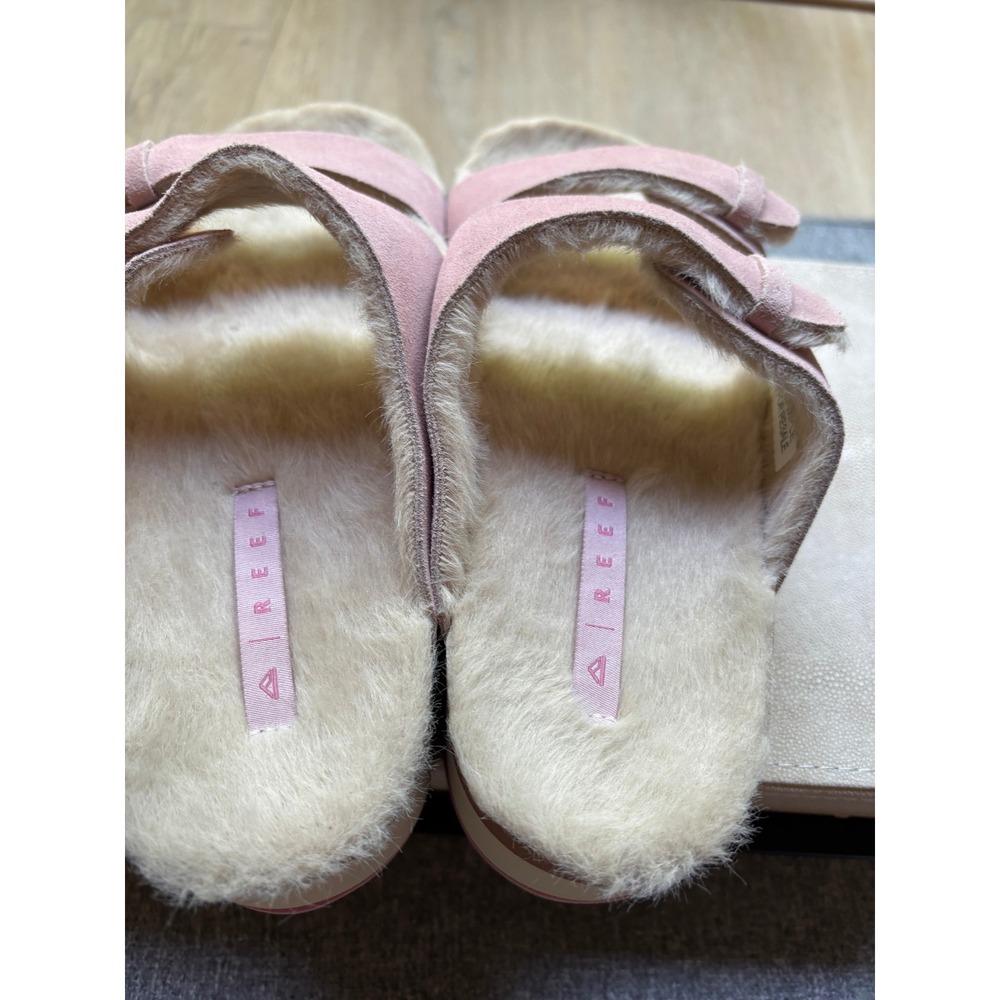 Reef Ojai Ciara Pink Suede Faux Shearling Platform Slide Sandals CJ7696 7 - Picture 4 of 9